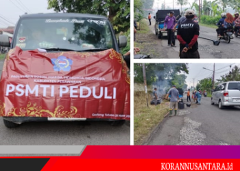 PSMTI Pesawaran Perbaiki Jalan Berlubang