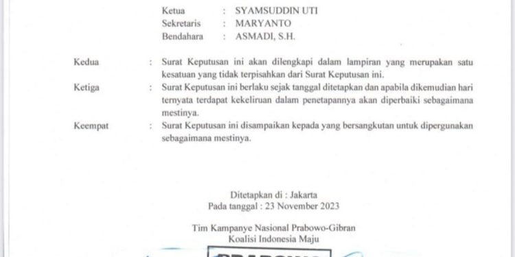 H. Syamsudin Uti Ketua TKD Prabowo-Gibran Inhil Siap Maju di Pilkada Inhil 2024