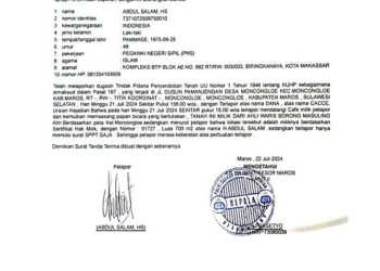 Pj Kepala Desa dan Oknum Kadus Pamanjengan Moncongloe,Dilaporkan Ke Polres Maros