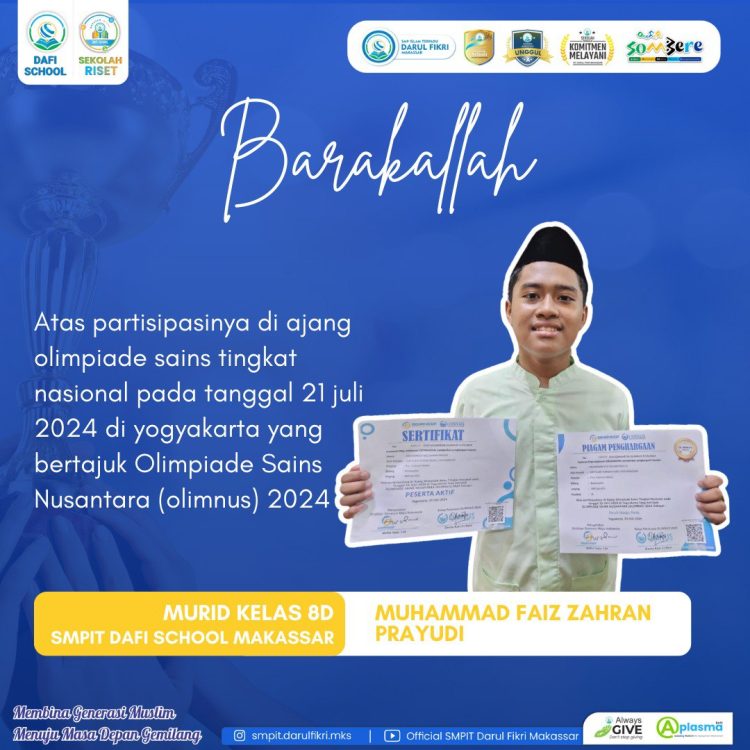 Limnus Olimpiade Sains Nusantara: Muhammad Faiz Raih Medali Perak di Bidang Matematika