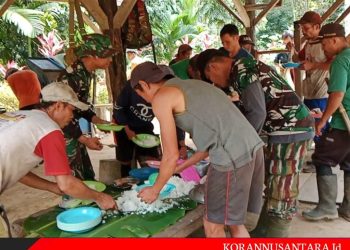 Sarapan Pagi Bersama Masyarakat Sebagai Sarana Komunikasi Satgas TMMD Ke-121 Kodim 1210/Landak