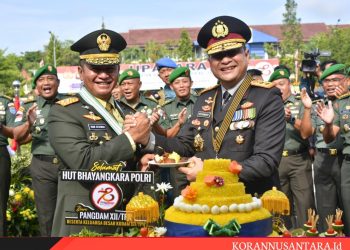 HUT ke-78 Bhayangkara, Pangdam Tanjungpura Hadiri Upacara dan Syukuran di Polda Kalbar