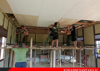 Rehab Rumah Ibadah Gereja GKSI Program TMMD Reguler Ke- 121 Kodim 1210/Landak Capai 90 Persen