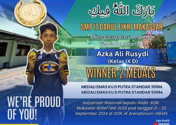 Murid SMPIT Darul Fikri Makassar Raih Dua Medali Emas Di Kejuaraan Nasional Sepatu Roda 2024