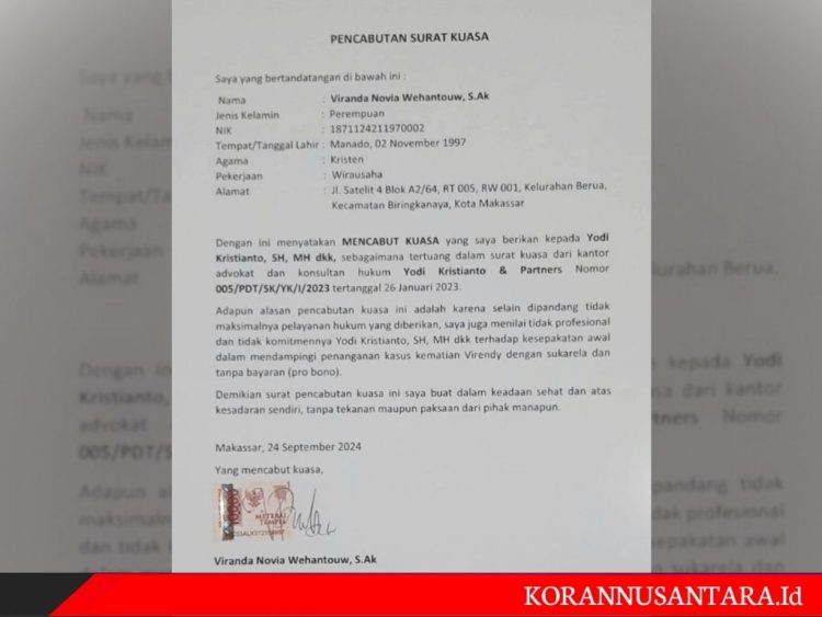 kematian Virendy Marjefy Wehantouw