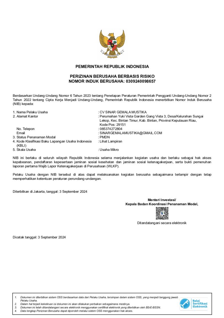 NIB usaha izin identitas