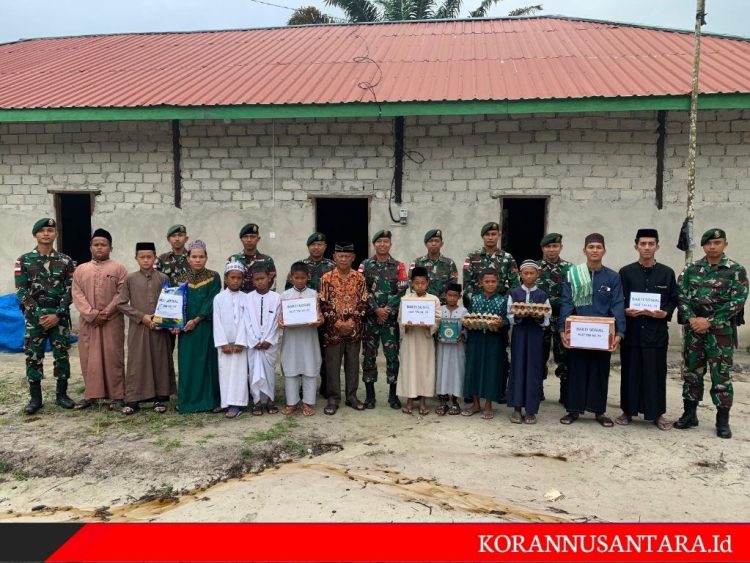Satgas Pamtas RI-Malaysia Yonarmed 11 Kostrad Bagikan Bantuan ke Ponpes Yayasan Ahmad Bone