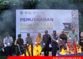 Dansatgas Pamtas Yonarmed 11 Kostrad Hadiri Pemusnahan dan Hibah Barang Hasil Penindakan di Nunukan