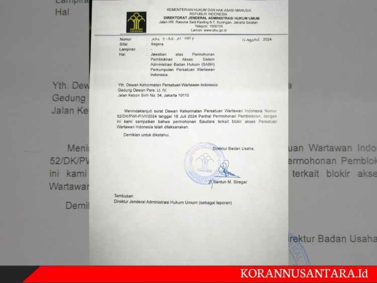 Surat AHU PWI Diblokir, Hendry Ch. Bangun Tidak Punya Legal Standing