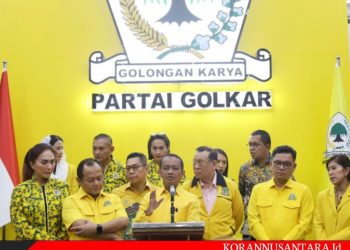 Ket. Konfrensi Pers DPP Golkar, di Ketuai Bahlil