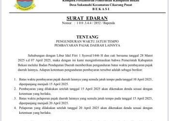 Bapenda Kabupaten Bekasi Undur Jatuh Tempo Pembayaran Pajak