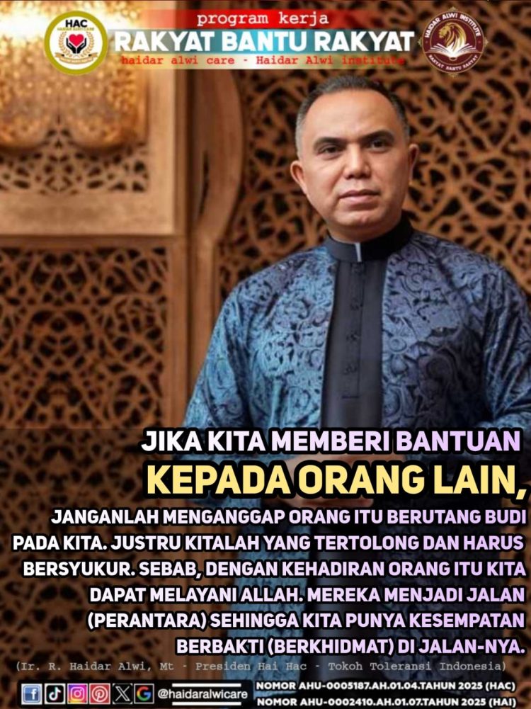 Haidar Alwi: Jika 1.000 Orang Kaya Melunasi Utang 10 Ribu Rakyat Miskin, Indonesia Bisa Berdiri Tanpa Meminta