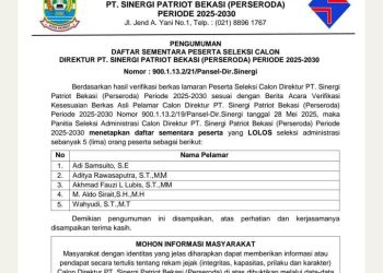 Calon Direktur PT Sinergi Patriot Bekasi 2025–2030 Terpilih 5 Kandidat , Publik Diminta Ikut Awasi!