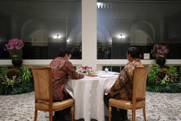 Presiden Prabowo dan PM Wong Private Dinner di Sri Temasek