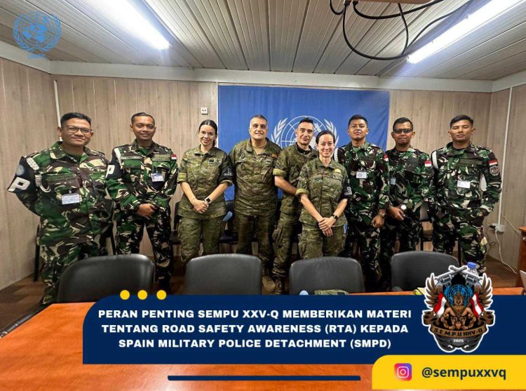 Peran Penting Sempu XXV-Q Berikan Materi Tentang Road Safety Awereness (RTA) Kepada Spain Military Police Detachment (SMPD)