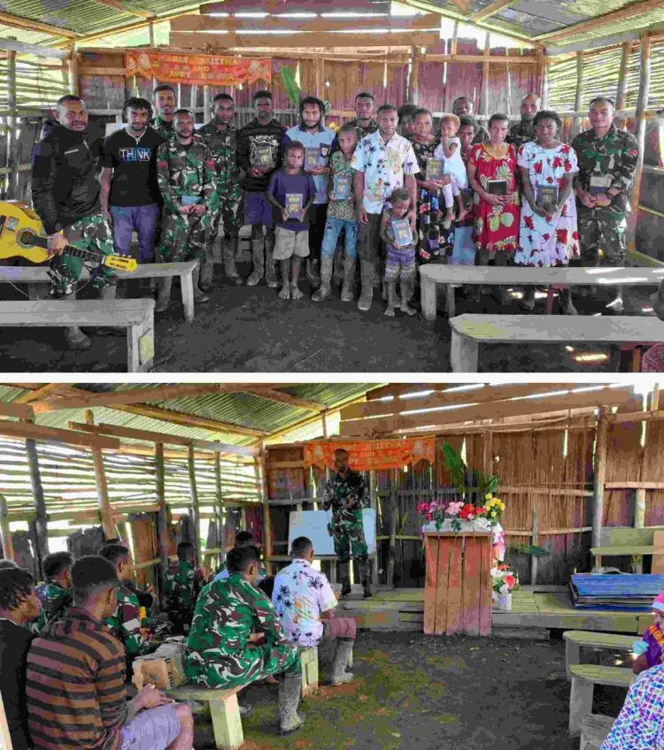 TNI Hadir, Ibadah Kembali Hidup di Denom: Satgas Yonif 751/VJS Gelar Ibadah Bersama dan Bagikan Alkitab