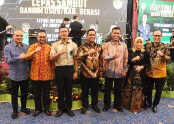 Ket. Lepas sambut dandim 0509 kab Bekasi dihadiri forkopimda dan wakil bupati Bekasi dr. Asep surya atmadja dok.humasdiskominsandi