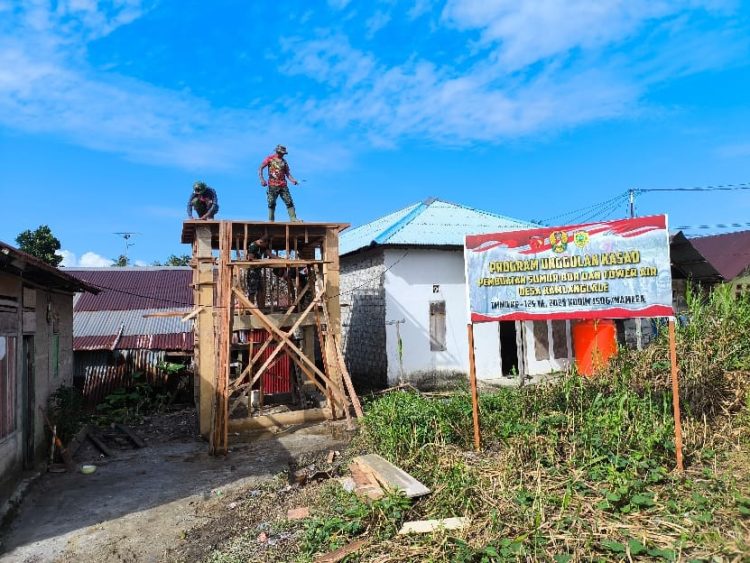 Pembangunan Sumur Bor dan Tower Air Bersih TMMD 125 Kodim 1506/Namlea di Desa Kamanglale Capai 57 Persen