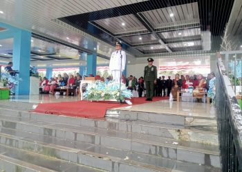 Satgas TMMD Kodim 1506/Namlea Ikuti Upacara HUT ke-80 RI di Alun-Alun Buru Selatan