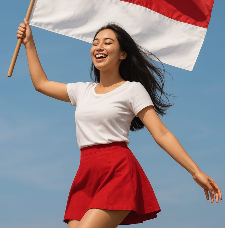 Viral Perempuan Pakaian Mini Kibarkan Merah Putih, Publik Bandingkan dengan TOP Hingga NOEL yang Ditangkap KPK