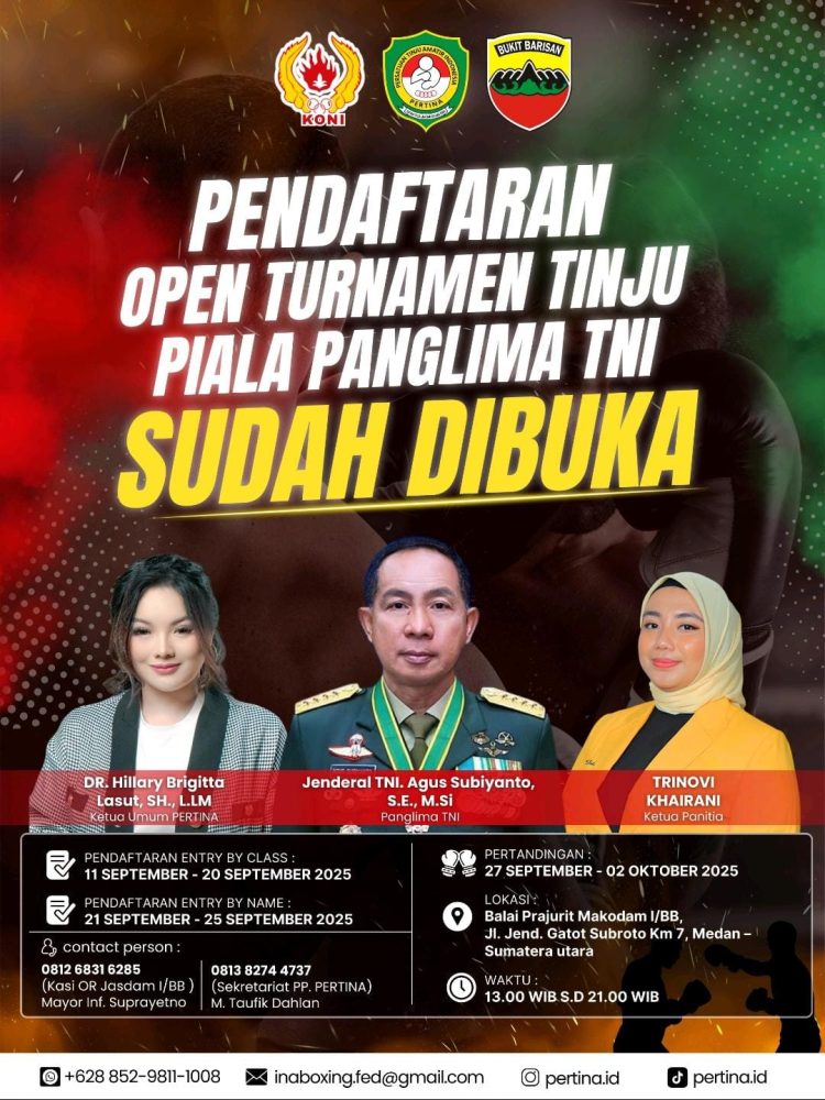 Gandeng Kodam I/BB, Pertina Akan Gelar Kejuaraan Tinju Piala Panglima TNI di Medan