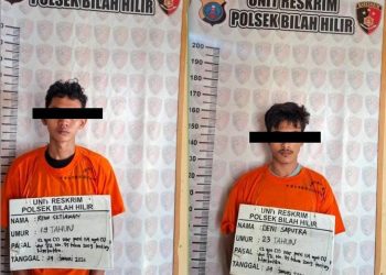 Polsek Bilah Hilir Amankan Dua Pelaku Penyalahgunaan Narkoba di Pangkatan, Sita 6,23 Gram Sabu