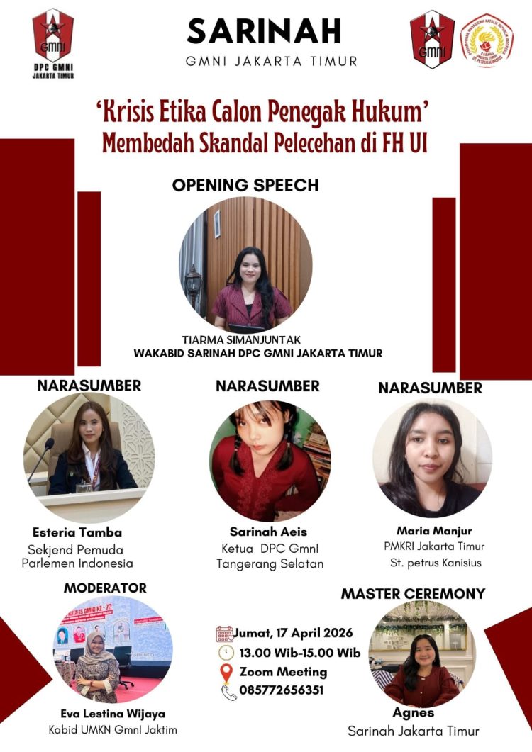 GMNI Jaktim Gelar Webinar Intelektual Tanpa Moralitas Hanyalah Bom Waktu Soroti Krisis Etika Calon Penegak Hukum