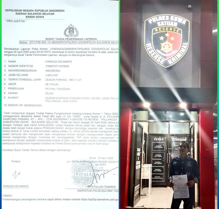 Polres Gowa Sigap Tangani Laporan Pengancaman, Keluarga Korban Apresiasi Pelayanan Humanis Kepolisian