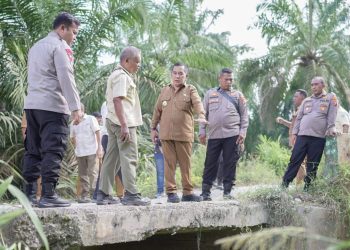 Wabup Syahdian didampingi Kapolres Labusel Tinjau Jembatan di Desa Bunut