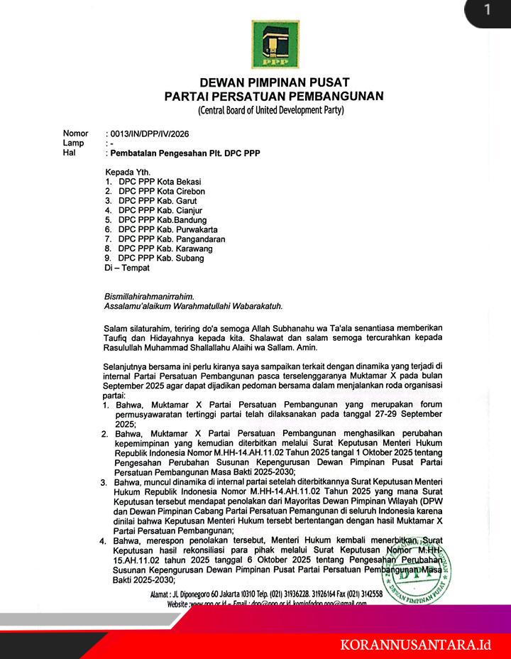 SK Plt DPC PPP Kota Bekasi Dibatalkan, Angkatan Muda Ka’bah Tegaskan Jangan Ada Kader Membangkang