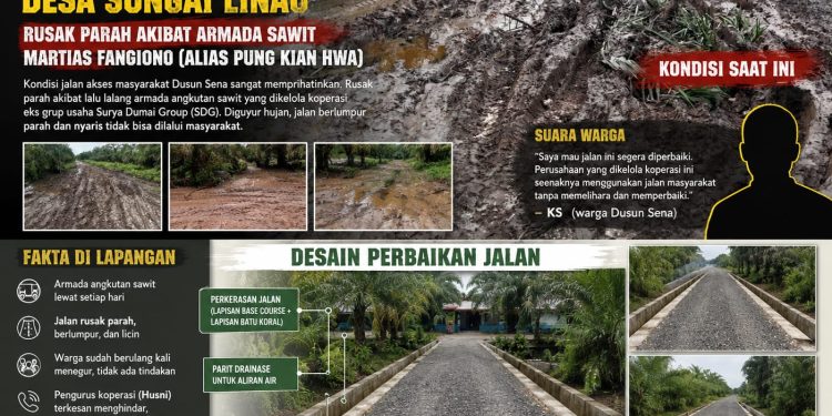 Diguyur Hujan, Dihajar Armada Sawit: Jalan Dusun Sena Berubah Jadi Kubangan Lumpur
