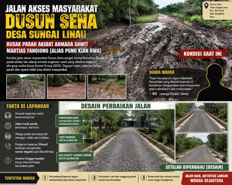 Diguyur Hujan, Dihajar Armada Sawit: Jalan Dusun Sena Berubah Jadi Kubangan Lumpur