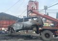Misterius Mobil Toyota Inova Hangus Terbakar di Parkiran Alfamidi
