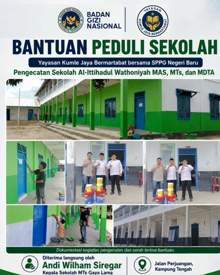 Yayasan Kumle dan SPPG Negeri Baru Bantu Pengecatan Sekolah Al-Ittihadul Wathoniyah