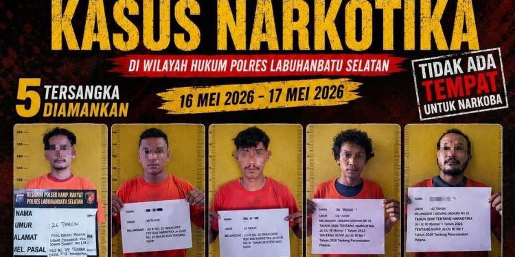 Operasi Dua Hari, Polres Labusel Amankan Lima Tersangka Kasus Narkoba