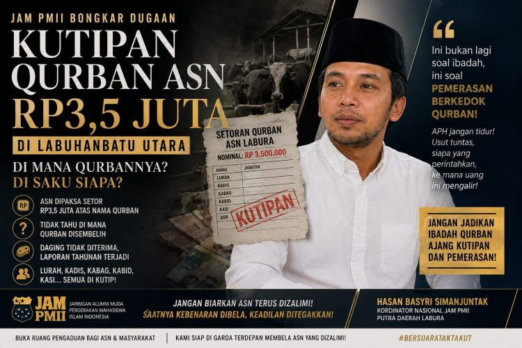 ASN Wajib Setor 3,5 Juta Rupiah, JAM PMII Kritik Pungli Berkedok Ibadah di Labura
