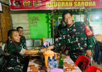 Danramil Kotapinang Sambut Irdam Bukit Barisan Makan Malam di RM Anugrah Saroha Sosopan