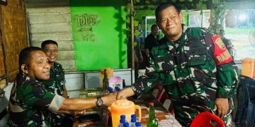 Danramil Kotapinang Sambut Irdam Bukit Barisan Makan Malam di RM Anugrah Saroha Sosopan