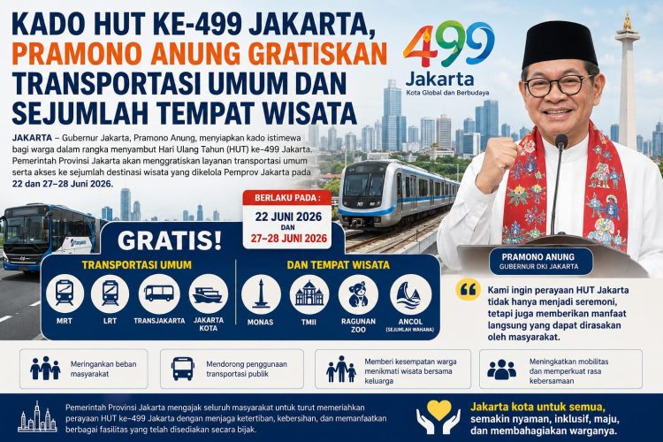 Kado HUT ke-499 Jakarta, Pramono Anung Gratiskan Transportasi Umum dan Tempat Wisata