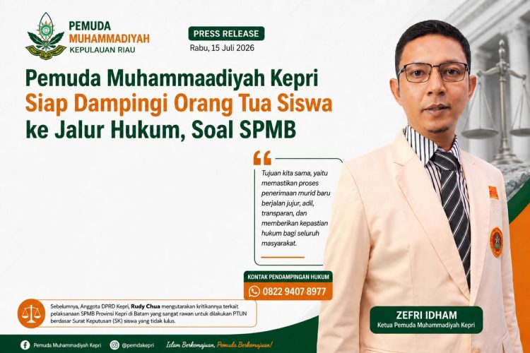 Soal SPMB, Pemuda Muhammadiyah Kepri Siap Dampingi Orang Tua Siswa ke Jalur Hukum