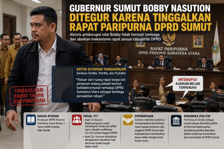 Interupsi di Rapat Paripurna DPRD Sumut, Sutrisno Pangaribuan Kritik Bobby Nasution Tinggalkan Ruang Sidang