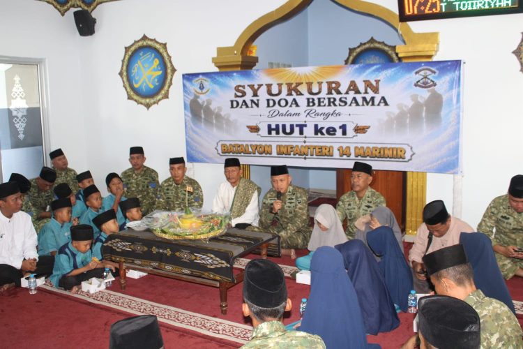 HUT ke-1 Yonif 14 Marinir, Teguhkan Semangat Pengabdian melalui Syukuran dan Doa Bersama