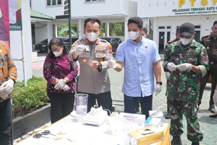 Kapolsek Kotapinang Hadiri Pemusnahan Barang Bukti 92 Perkara Inkracht di Kejari Labusel