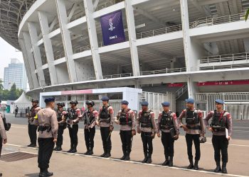 Brimob Metro Jaya Sterilisasi GBK Jelang Indonesia Vs Malaysia