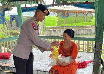 Batalyon D Pelopor Gelar Bakti Sosial, Salurkan Paket Sembako kepada Warga Tegalmulya