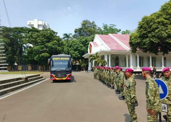 HUT ke-81 TNI Brimob Metro Jaya Sambangi Mako Marinir di Jakarta Pusat