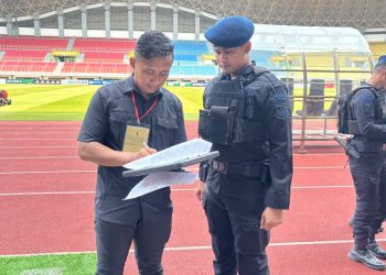 Brimob Polda Metro Jaya Sterilisasi Stadion Patriot Jelang Laga Adhyaksa FC Bekasi vs PSGC Ciamis